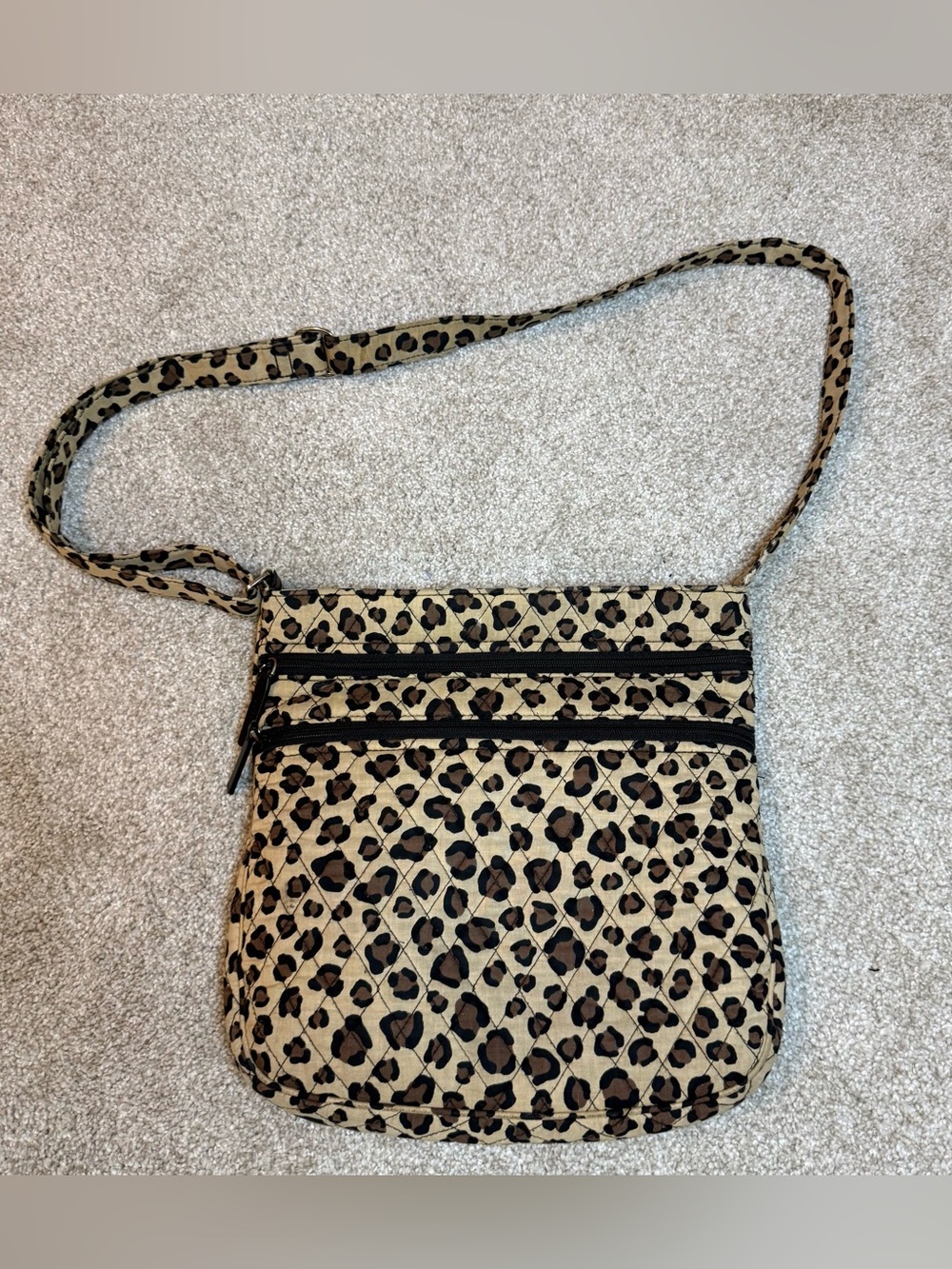 Vera Bradley Leopard Print Crossbody Shoulder Bag Adjustable Strap